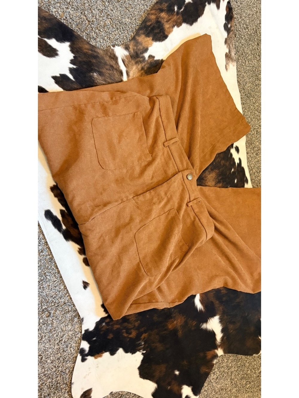 1XL Brown Lightweight Corduroy Baggy Pants Boho Wide Leg Slacks SHEIN curve